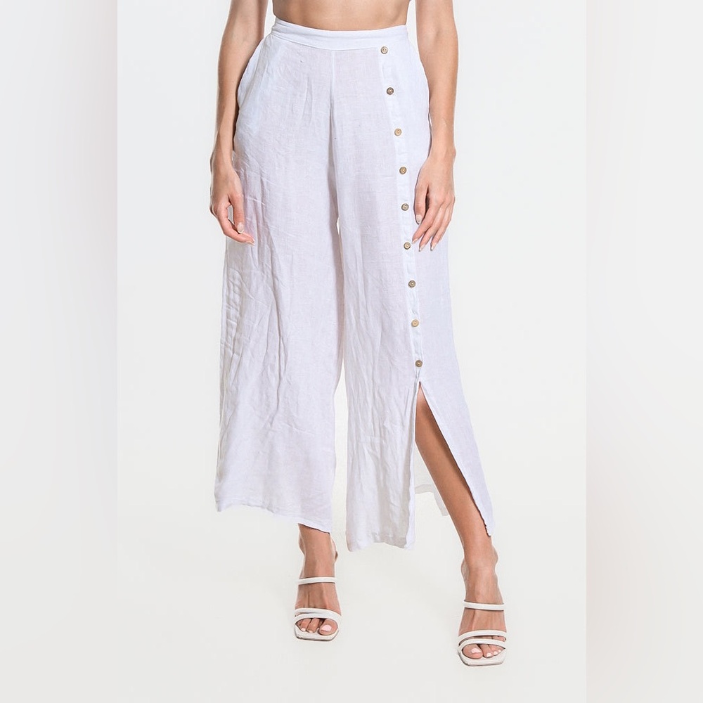 Tina Stephens Gracelynn 100% Linen Wide Leg Pants Made in Italy size small
